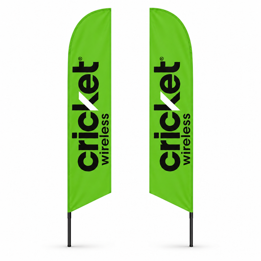 13 ft Cricket Wireless Advertising Feather Flag