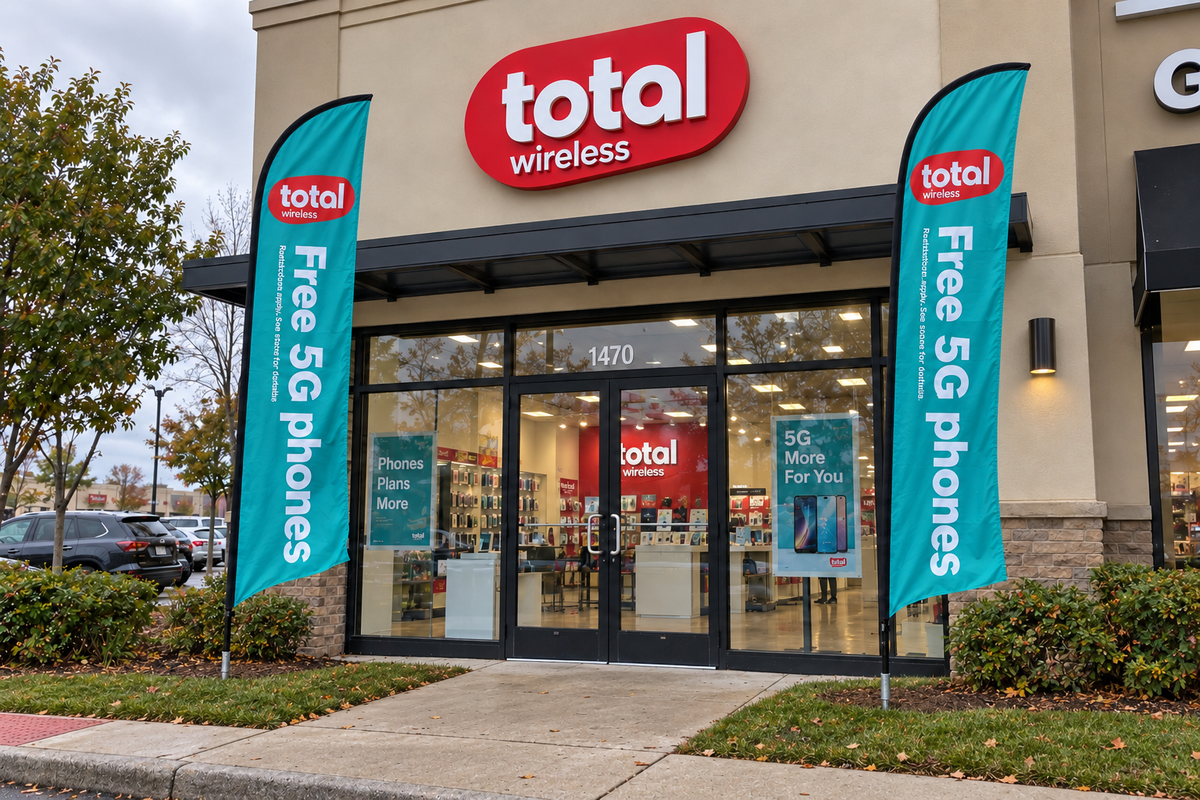 13 ft Total Wireless Advertising Feather Flag