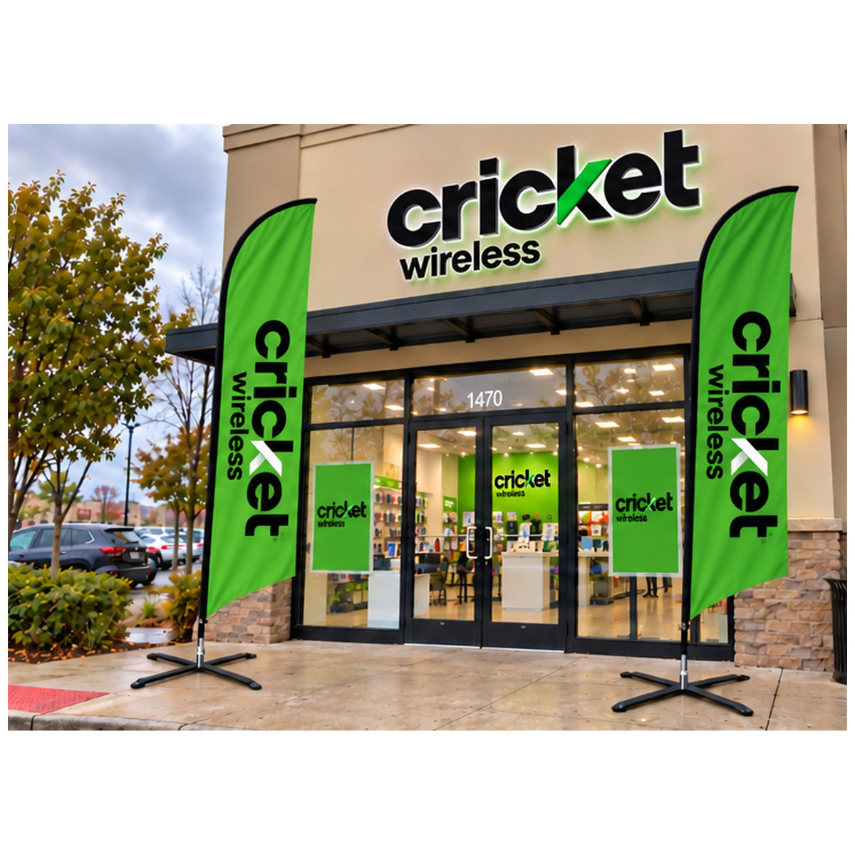 13 ft Cricket Wireless Advertising Feather Flag