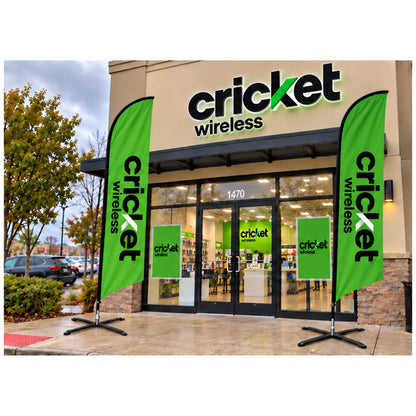13 ft Cricket Wireless Advertising Feather Flag