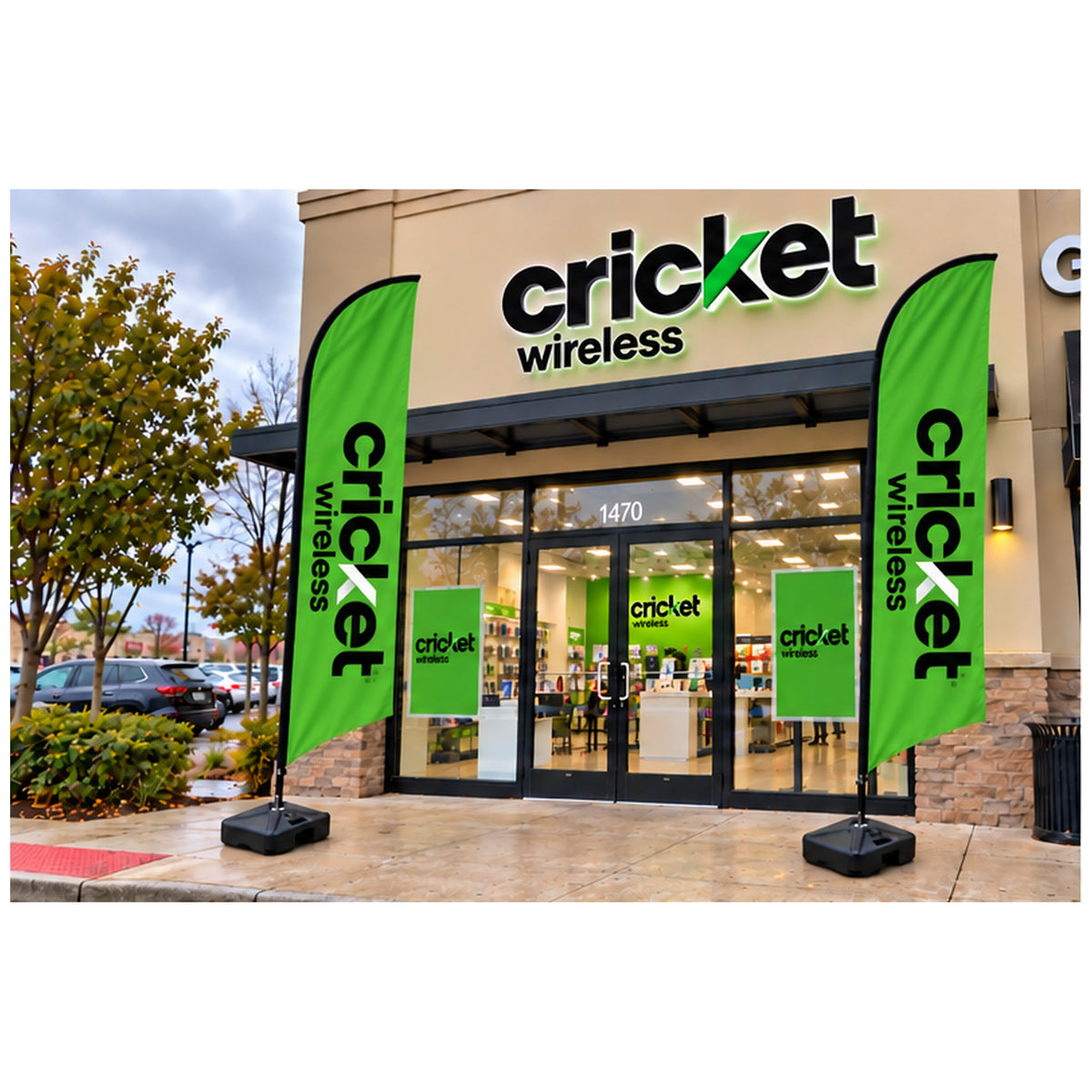 13 ft Cricket Wireless Advertising Feather Flag