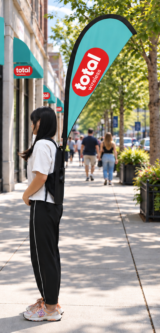 Total Wireless Backpack Advertising Flag – Double-Sided - Total Wireless promotional product photo